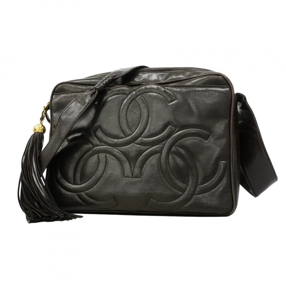 Chanel Triple Coco Shoulder Bag, Lambskin, Black, Women's